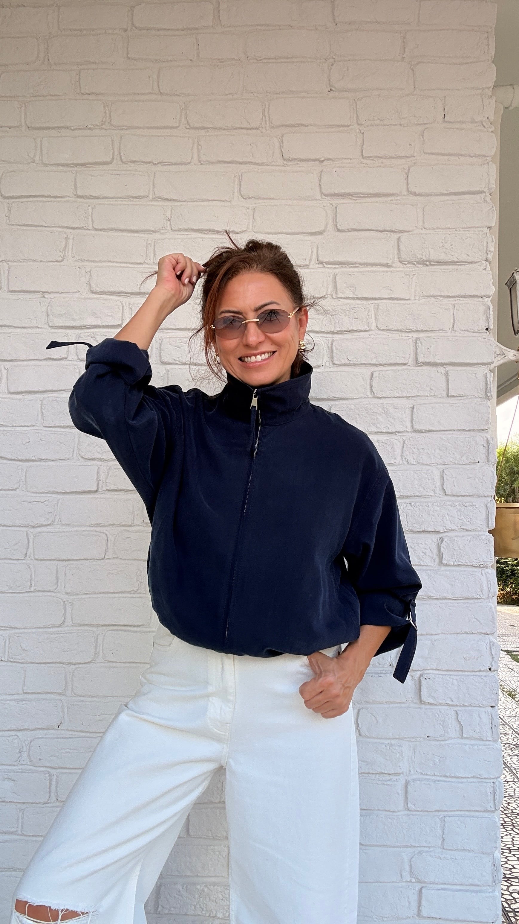 Tencel Kumaş Bomber Ceket Lacivert
