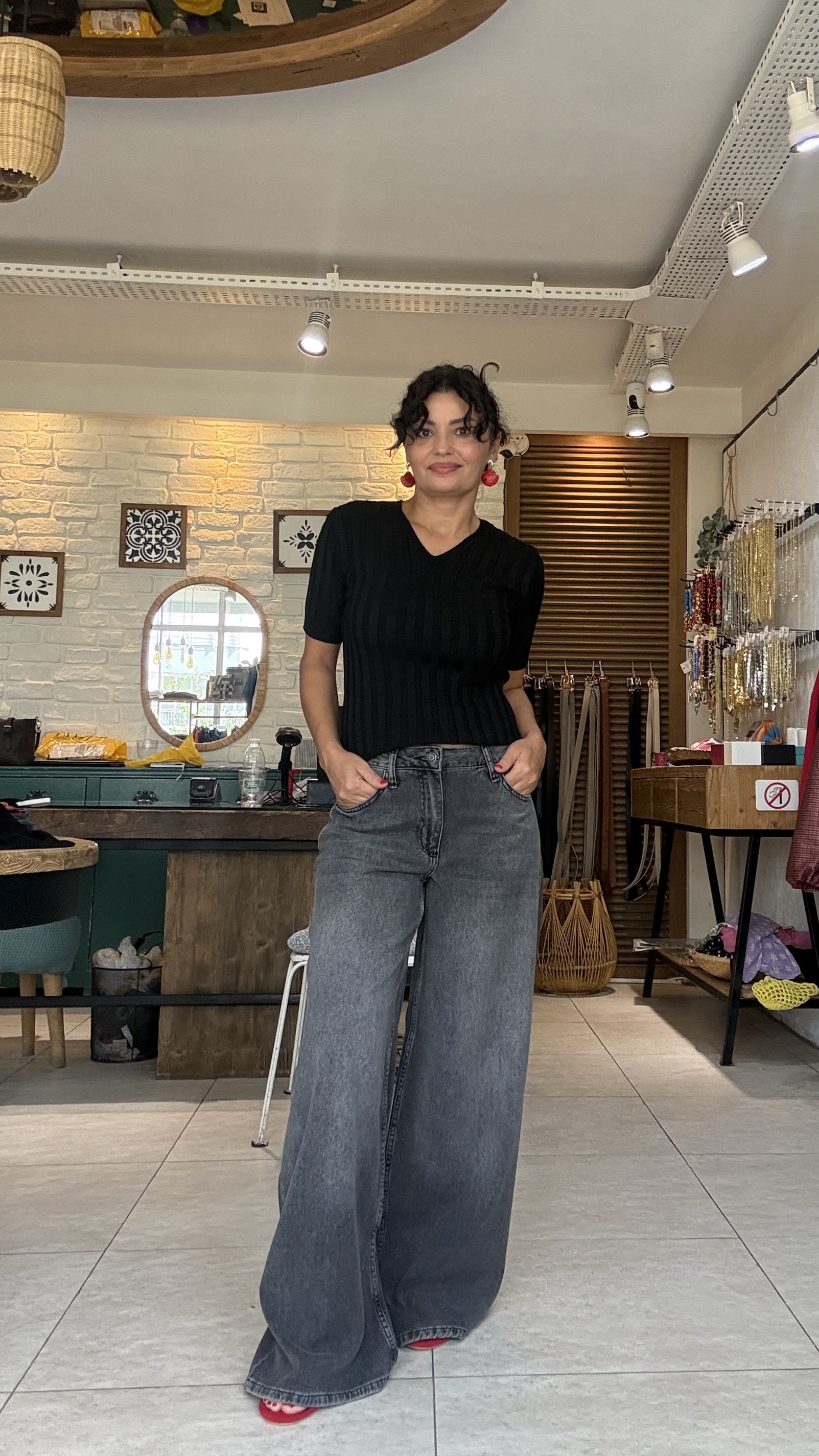 Ultra Wide Ankle Pantolon Gri