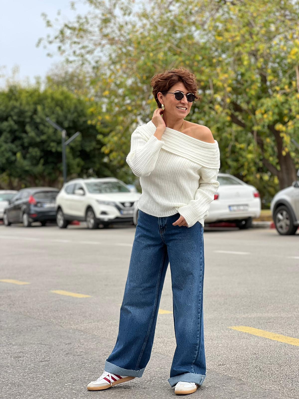 Yüksek bel geniş paça jean