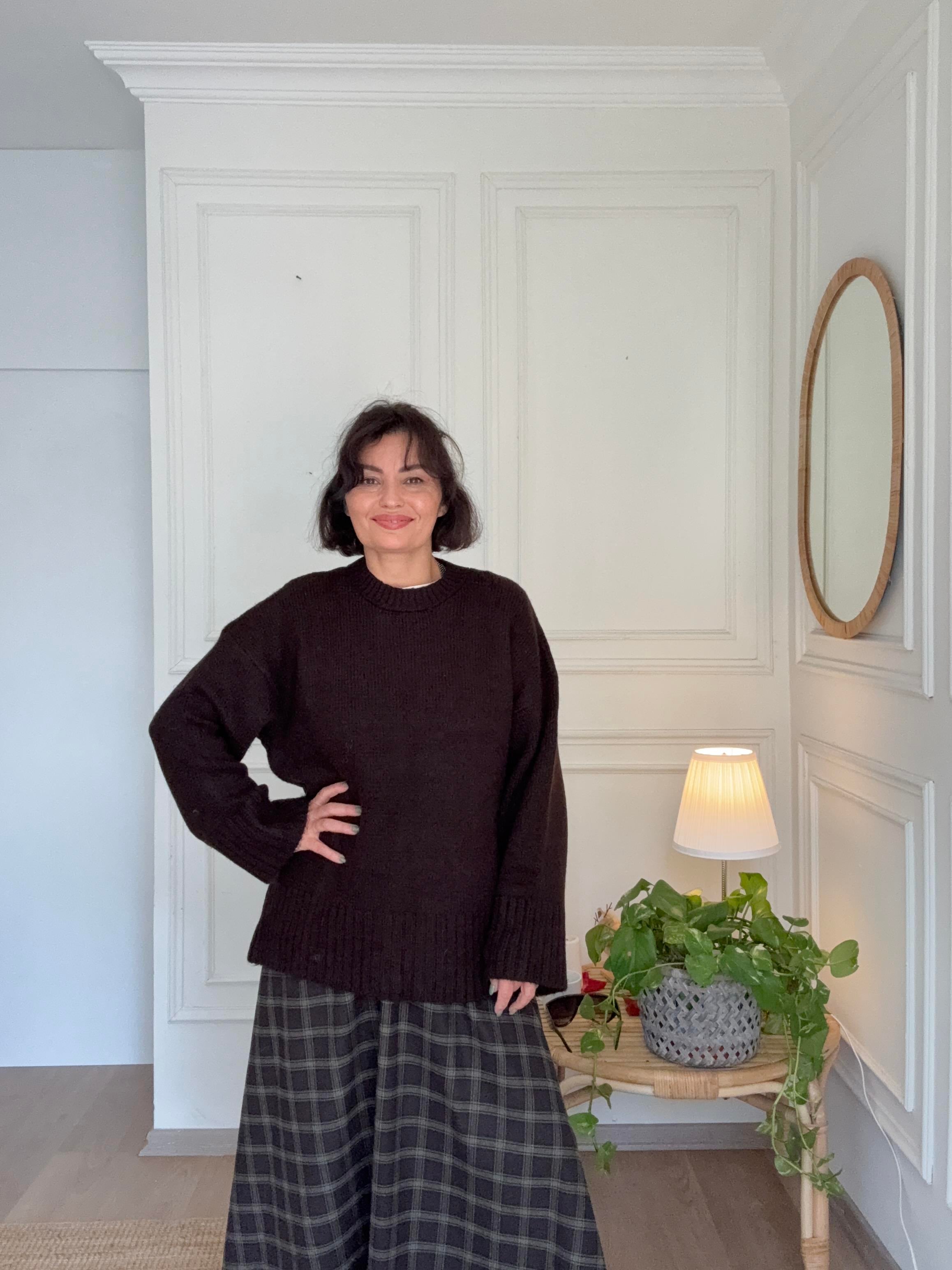 Yumoş  Kalın Kazak Oversize Kahverengi