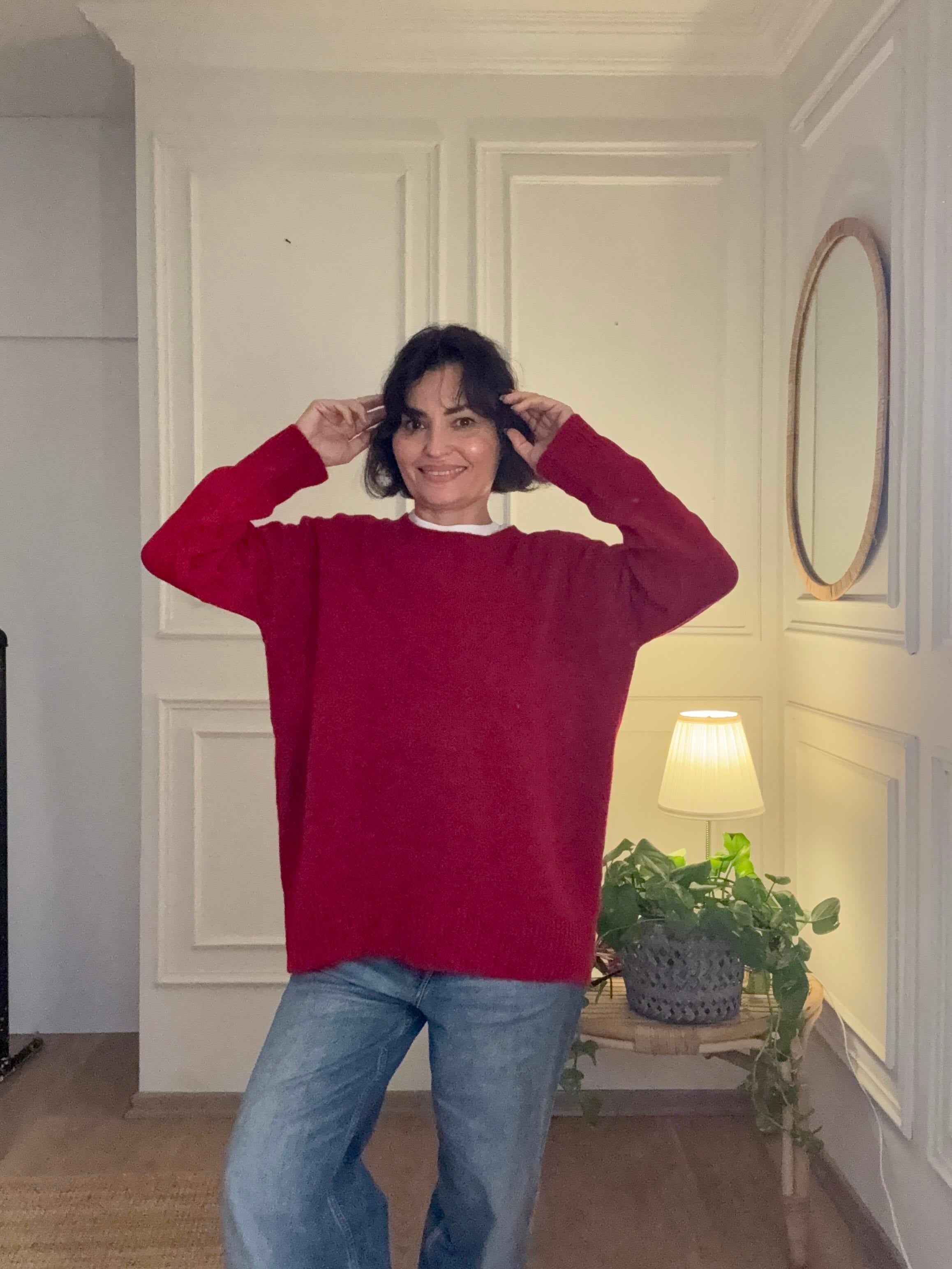 Yumoş Kazak Oversize Kırmızı