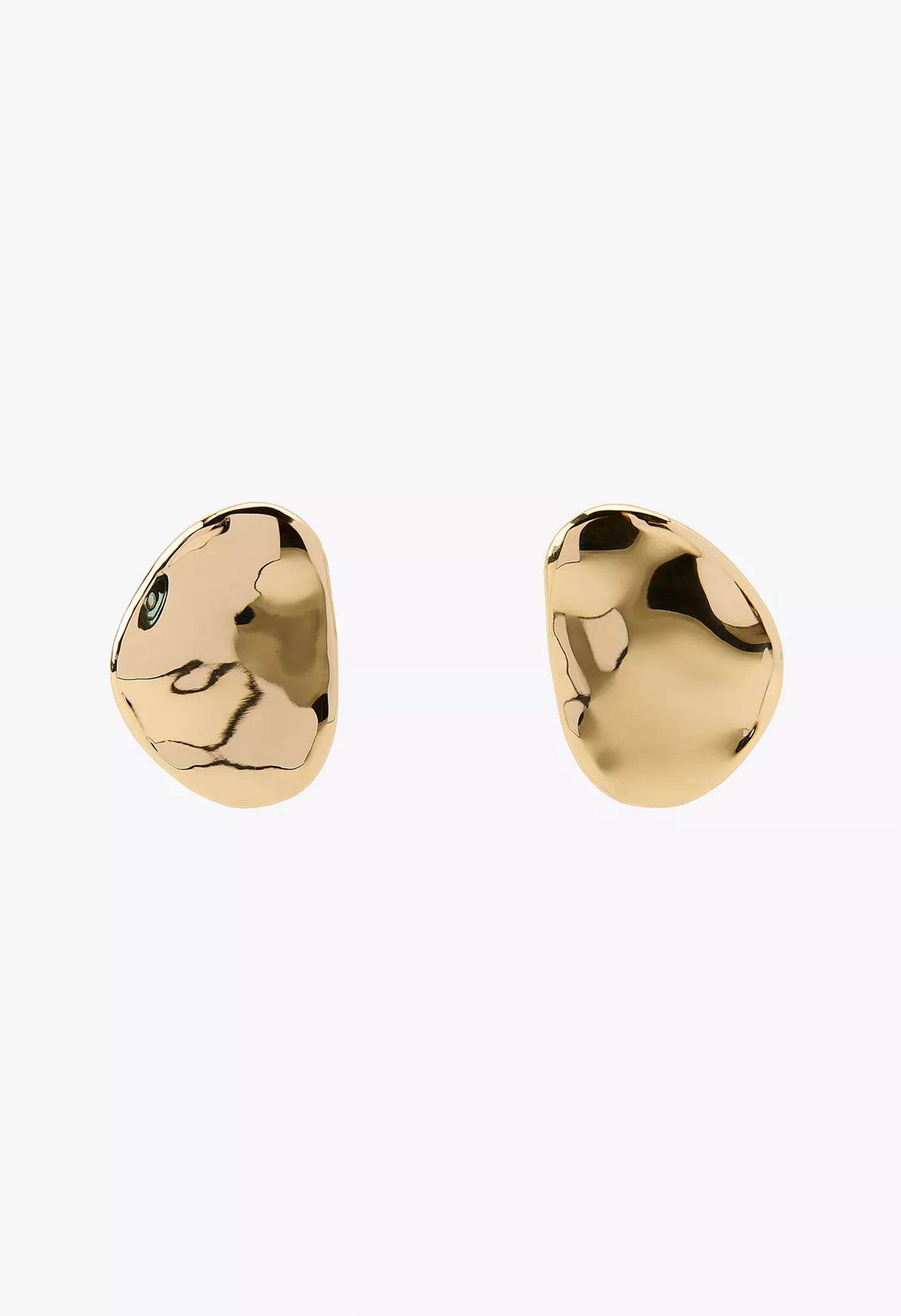 Zra Gold Oval Plaka Küpe