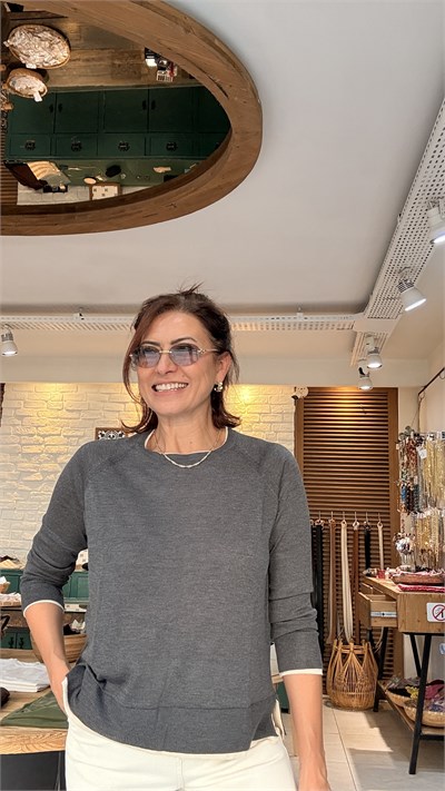 Garnili İnce Triko Kazak Antrasit