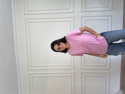 Sıfır Yaka Modal Basıc Tshırs Pembe