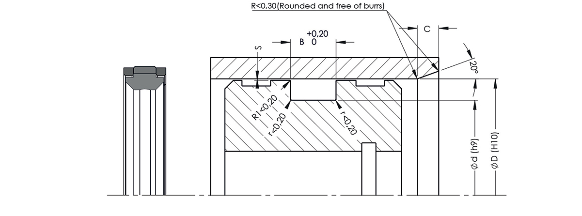 A114 Piston Keçesi teknik ölçü çizimi