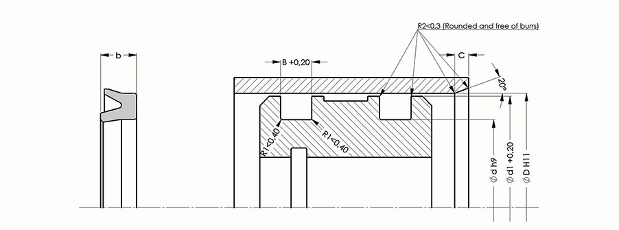 A802 Pnömatik Piston Keçesi teknik ölçü çizimi