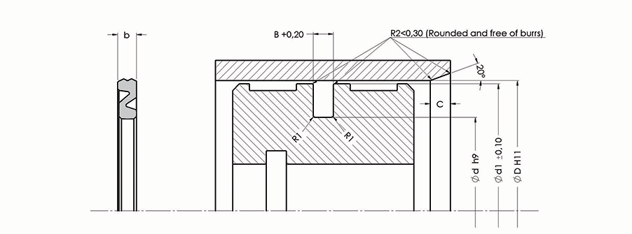 A803 Pnömatik Piston Keçesi teknik ölçü çizimi
