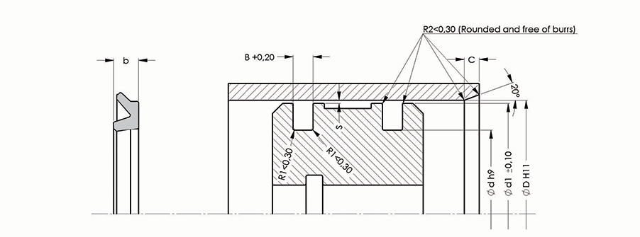 A807 Pnömatik Piston Keçesi teknik ölçü çizimi