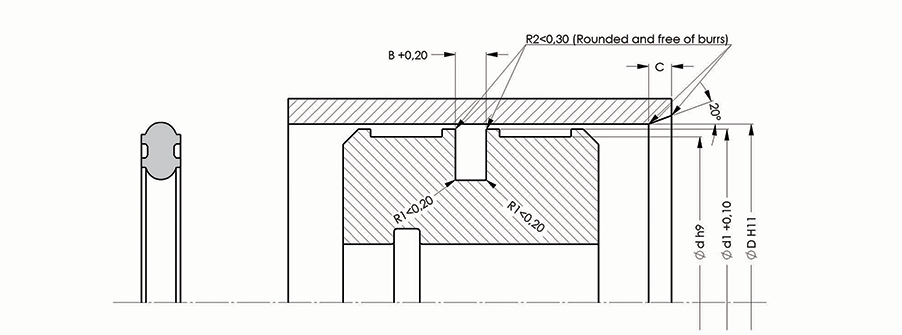 A808 Pnömatik Piston Keçesi teknik ölçü çizimi