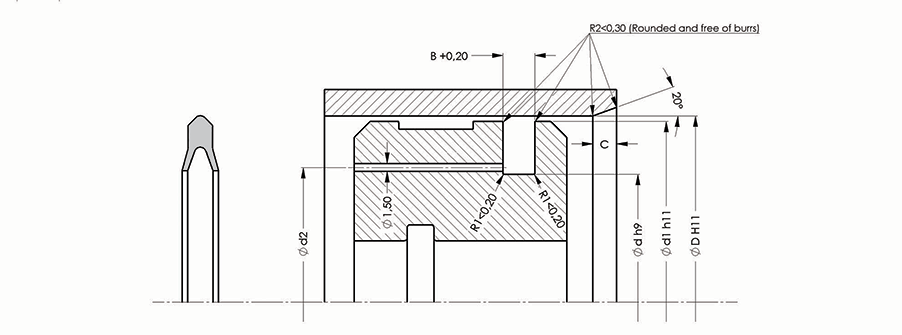 A810 Pnömatik Piston Keçesi teknik ölçü çizimi