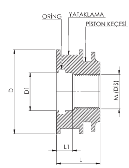 1040 / 1050 Çelik Tek Etkili Silindir Pistonu teknik ölçü çizimi