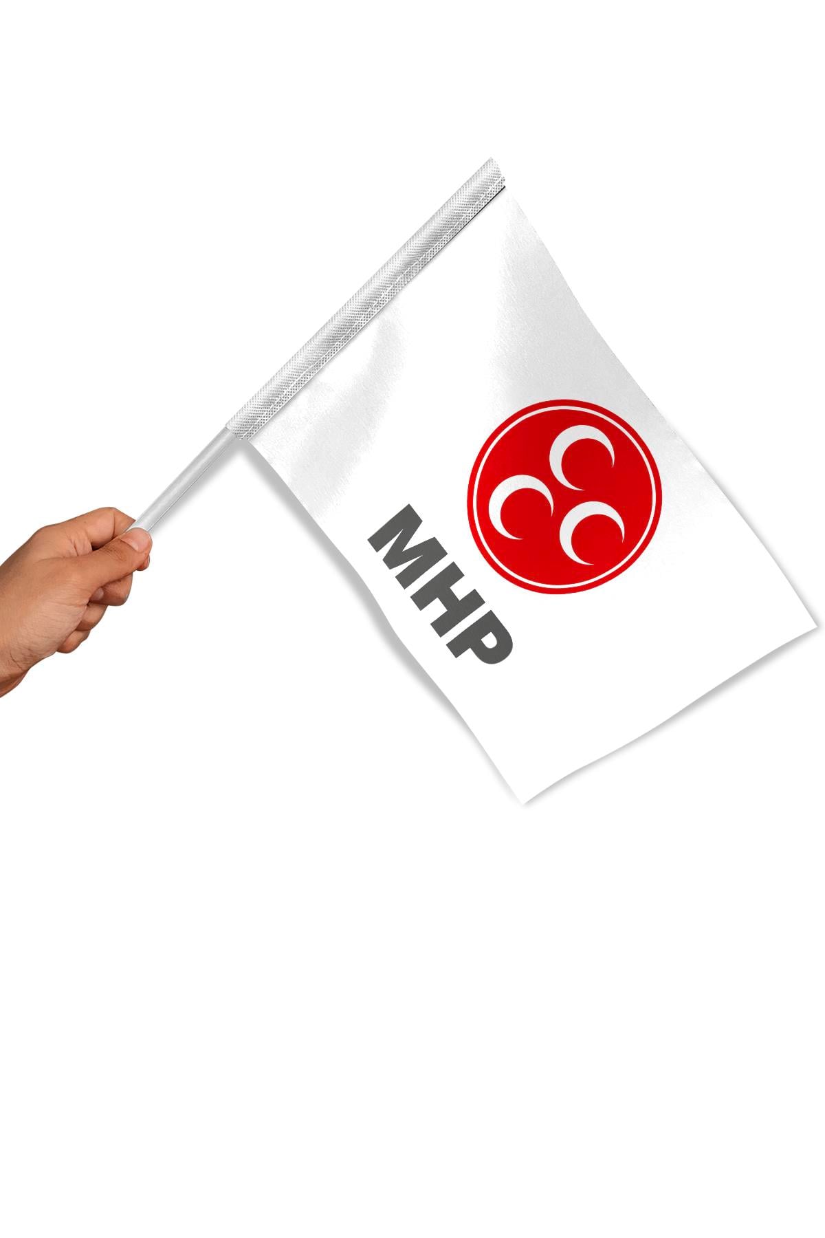 Sopalı MHP Parti Bayrağı (10 Adet) 1. Kalite Raşel Kumaş 30x45 cm