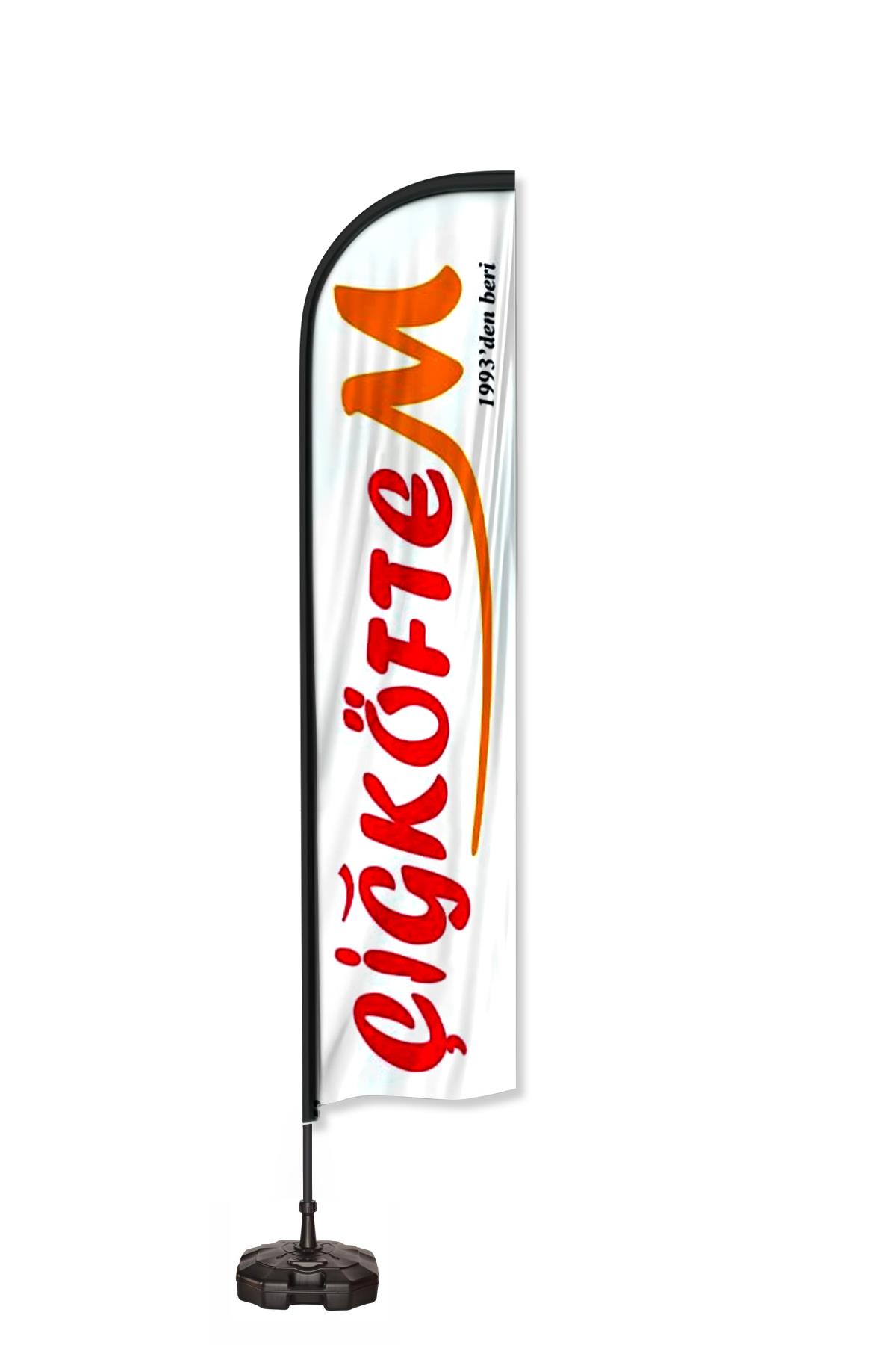 Çiğköftem Logolu Yelken Bayrak Set