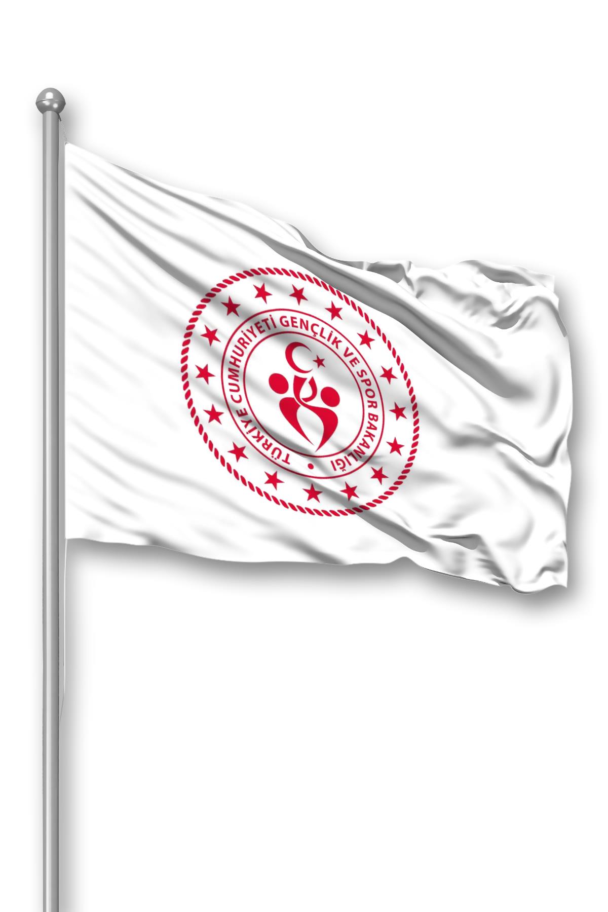 Gençlik ve Spor Bakanlığı Kurum Bayrağı 100x150 cm 1. Kalite Raşel Kumaş