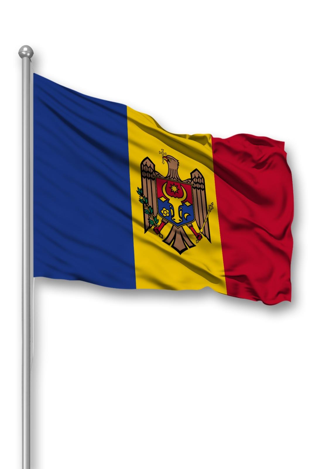 Moldova Ülke Bayrağı 1. Kalite Raşel Kumaş
