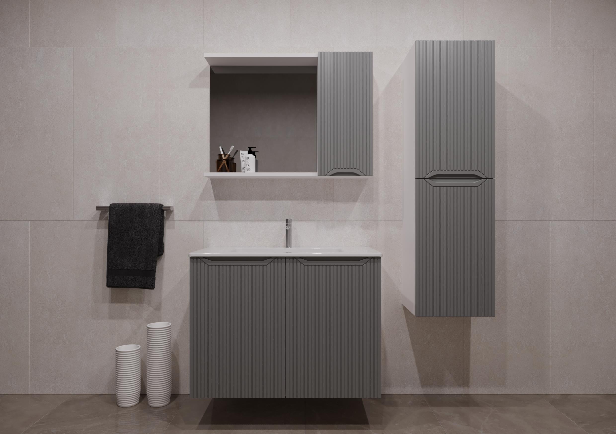 WoodBox Morocco Banyo Dolabı 80x45 cm Gri