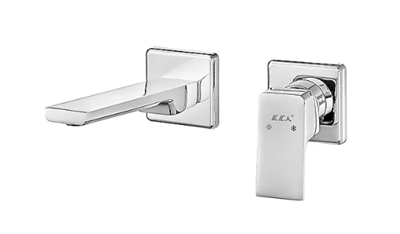 E.C.A. Tiera 102167605-KK Sıva Üstü Ankastre Çift Rozet Krom Lavabo Bataryası
