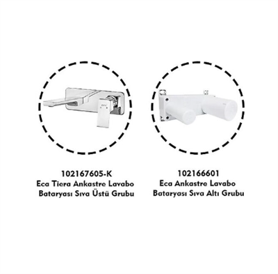 Eca Tiera Ankastre Gömme Lavabo Bataryası Set 102167605-K+102166601