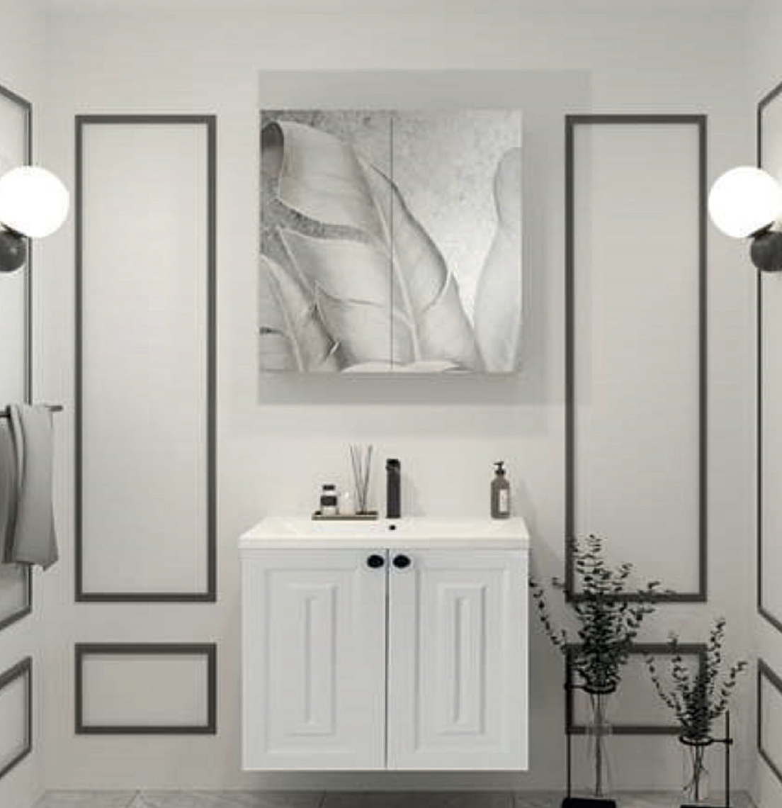 Milano Banyo Dolabı 80x45 cm Beyaz