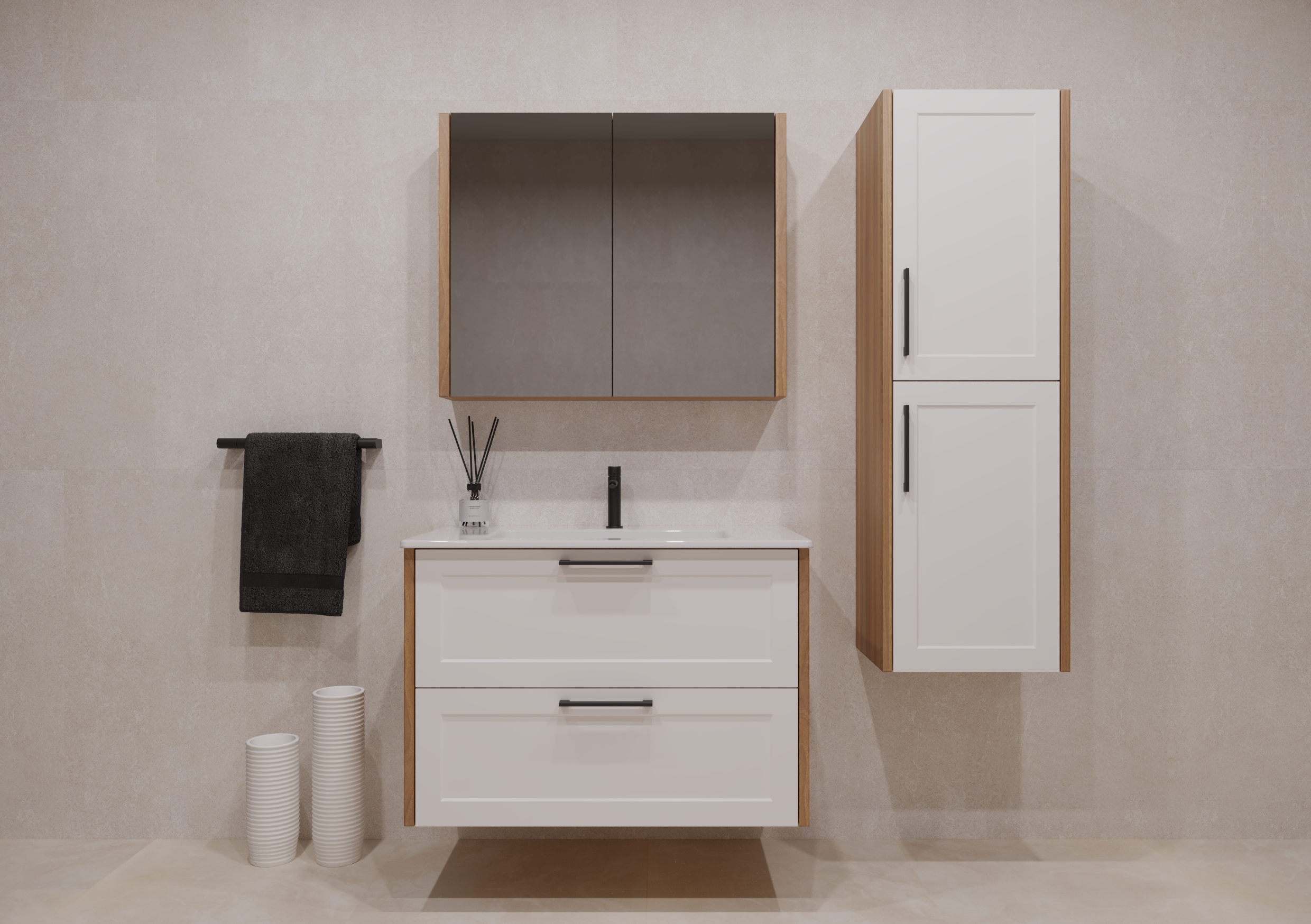 WoodBox Amalfi Banyo Dolabı 80x45 cm Beyaz