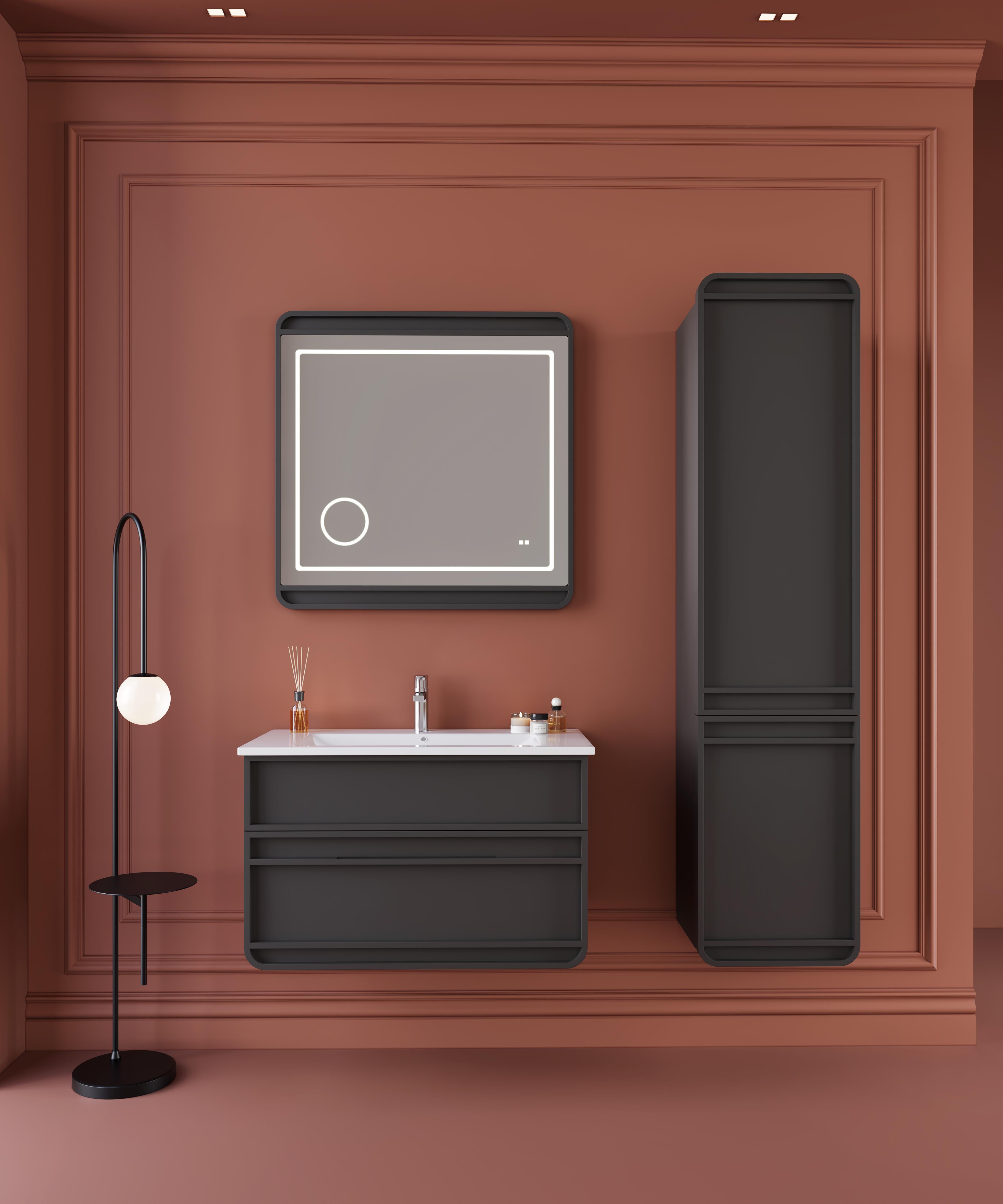 WoodBox Berlin Banyo Dolabı 80x45 cm Antrasit
