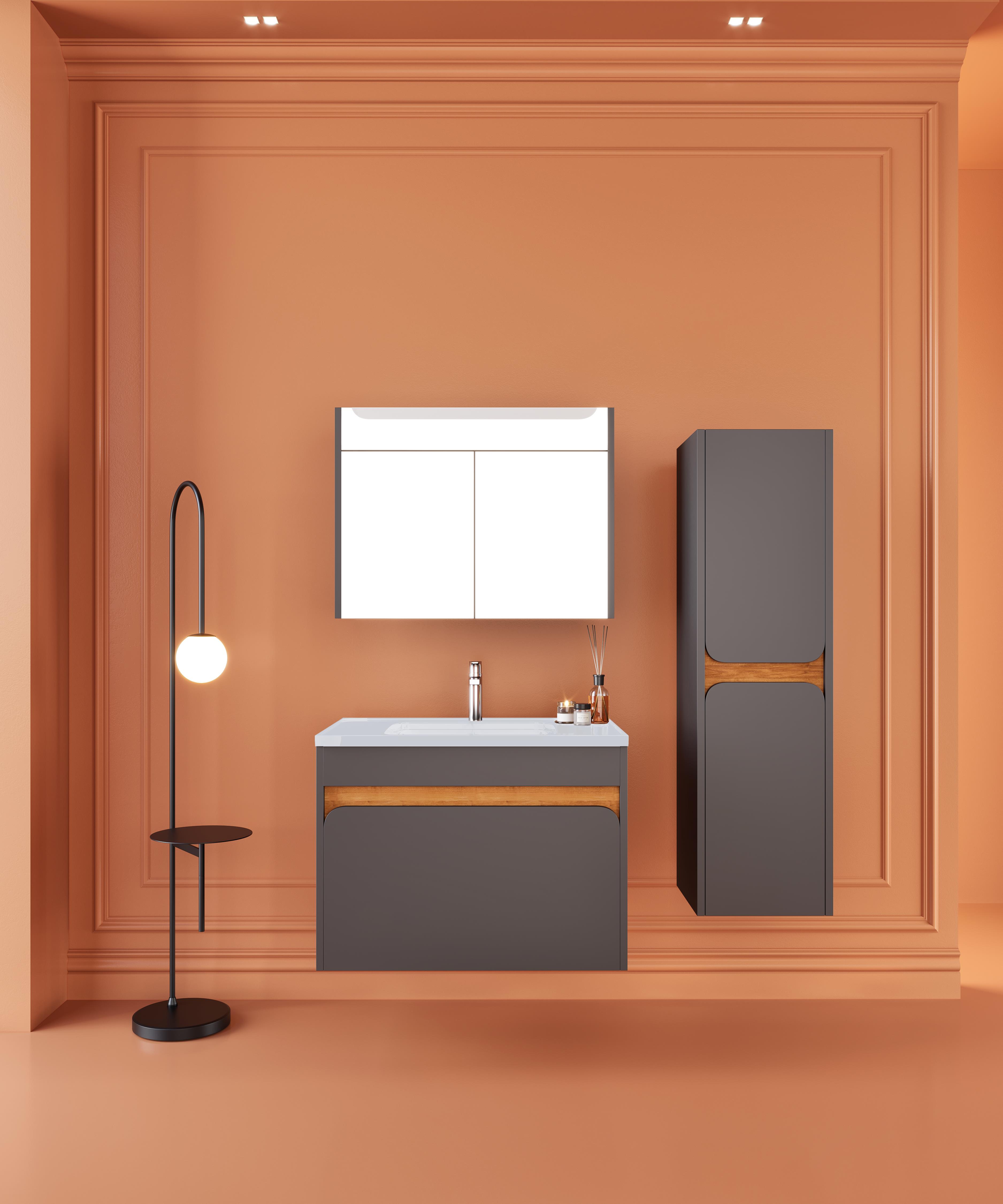 WoodBox İbiza Banyo Dolabı 80x45 cm Antrasit