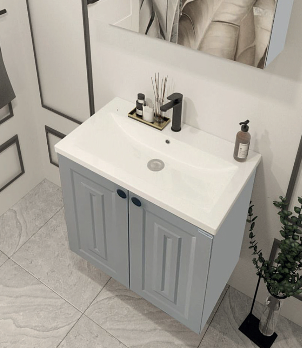 WoodBox Milano Banyo Dolabı 60x45 cm Ral Gri