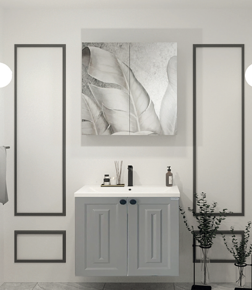 WoodBox Milano Banyo Dolabı 80x45 cm Ral Gri