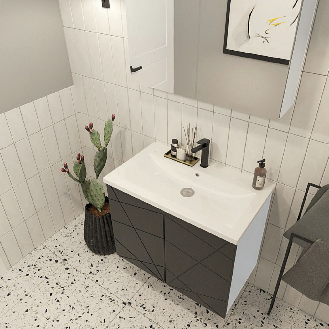 WoodBox Petra Banyo Dolabı 60x45 cm Siyah