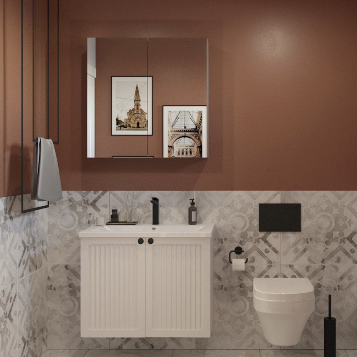 WoodBox River Banyo Dolabı 60x45 cm Beyaz