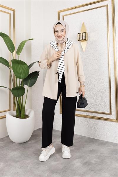 Gabardin Kumaş Boru Paça Pantolon-Siyah