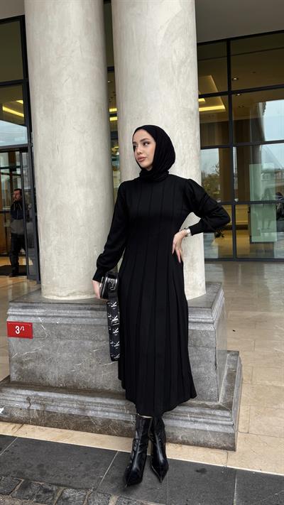 Kadın Triko Elbise -Siyah