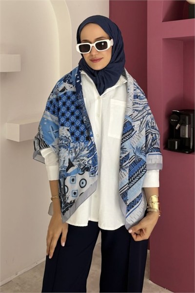 Palm Omuz Şalı- Mavi