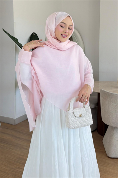 Rodri Tül Modal Kumaş Asimetrik Kesim Bluz- Pembe