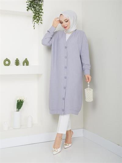 Sofya Keten Düğmeli Giy Çık Serisi Tunik Gri