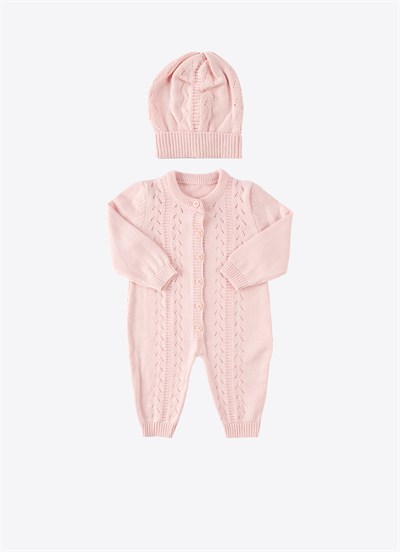 Arya Patiksiz Triko Tulum Pembe