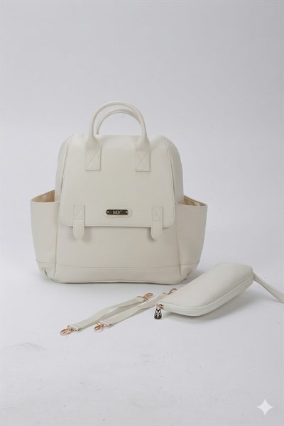 Holifera Deri Sırt Çantası Krem