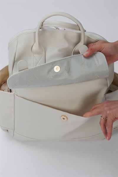 Holifera Deri Sırt Çantası Krem