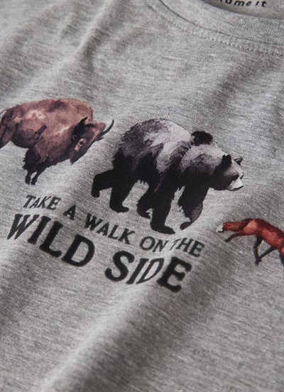 Name IT T-Shirt Uzun Kol Gri