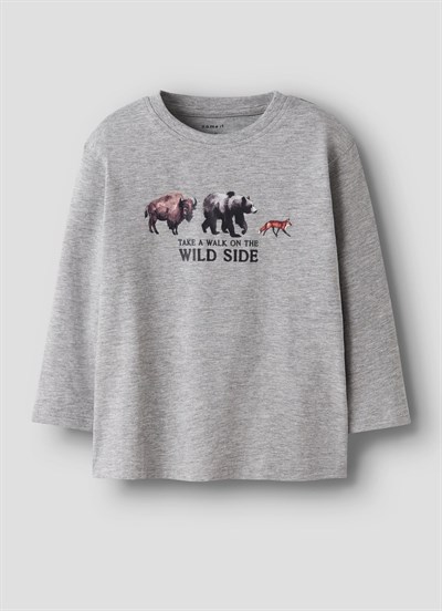 Name IT T-Shirt Uzun Kol Gri