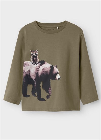 Name IT T-Shirt Uzun Kol Kahverengi