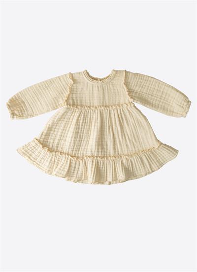 Organik 4 Kat Müslin Elbise Natural