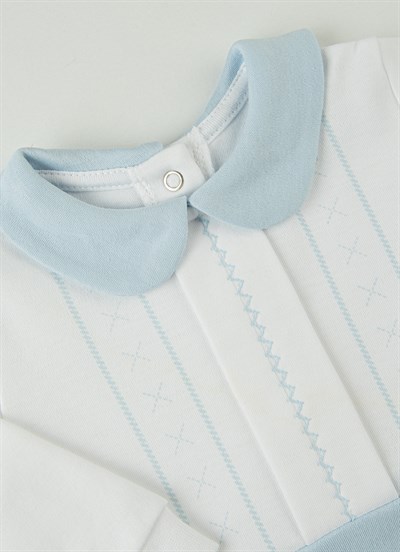 Organik Baby Classic Şapkalı Tulum Mavi