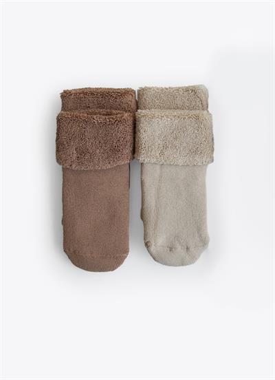 Organik Basic 2li Havlu Çorap Kahverengi