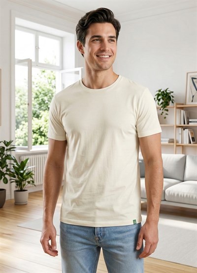 Organik Basic Erkek T-Shirt Ekru