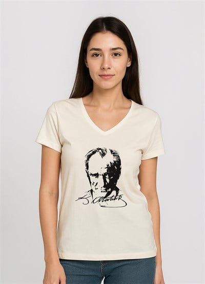 Organik Basic Kadın T-Shirt Ekru