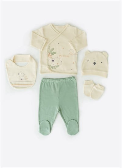 Organik Big Bear 5li Zıbın Set Natural-Yeşil