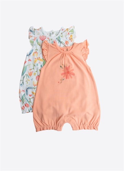 Organik Bloomie 2li Şort Tulum Turuncu