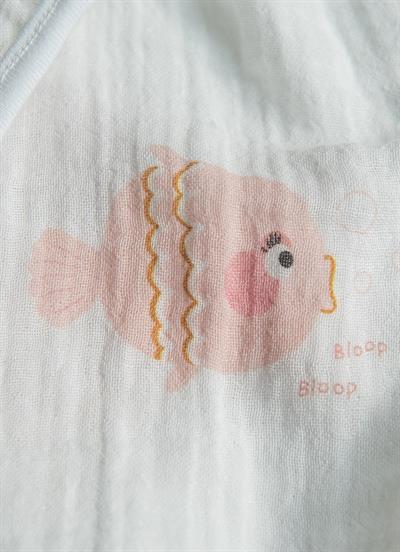 Organik Blop Blop Müslin Bornoz Beyaz