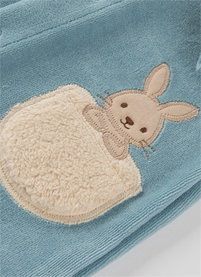 Organik Bunny Boo Patiksiz Tulum Mavi